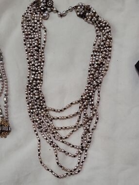 Miriam Haskell Multi-Strand Faux Pearl Beaded Necklace